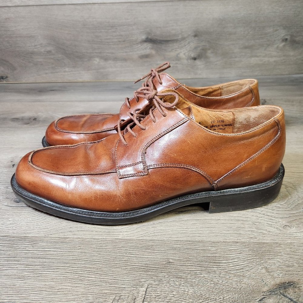 JOHNSTON & MURPHY Passport Men's 14 M Brown Leather Dress Shoes Italy